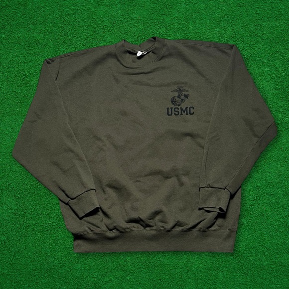 Vintage USMC Marine Corp Military Green Crewneck Sweatshirt - Picture 1 of 5